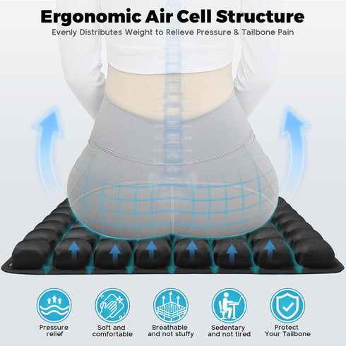 Tailbone Inflatable Travel Seat Cushion, Airplane Seat Cushion for Long Flights & Car Rides, Portable Air Pad