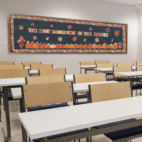Fall Pumpkin Patch Bulletin Board Decoration - Back to School Decor with Autumn Leaves & Pumpkins