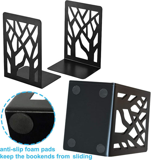 Black(4 MSDADA Bookends, Book Ends for Shelves, Bookends for Office, Book Ends for Heavy Books, Book Shelf Holder Stand