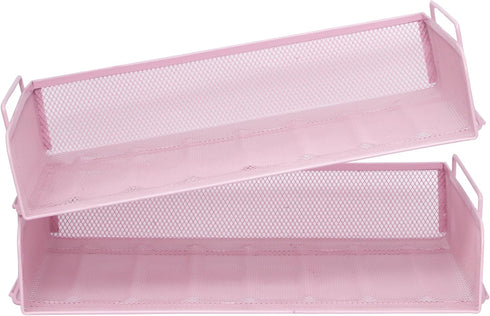 Easepres 2 Tier Stackable Desktop Document Tray Organizer - The Mesh Collection, Pink