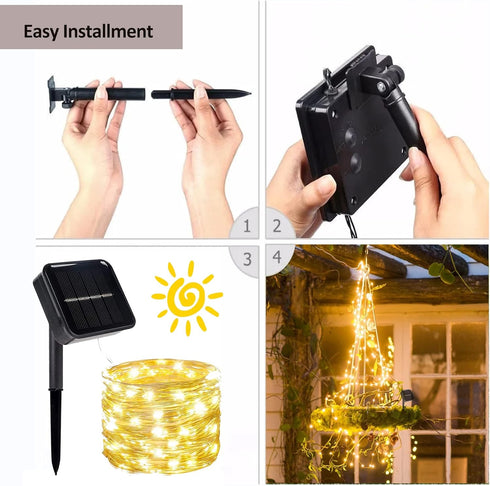 kemooie 2 Packs Solar String Lights, 200 LED 66FT Warm White Fairy Lights with 8 Twinkle Modes, Waterproof for Outdoor,