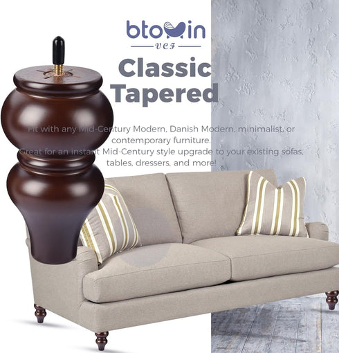 Btowin 8 Inch 20cm Legs,4Pcs M8 / Solid Wood Furniture Couch Legs Wooden Bun Feet Sofa Feet with Threaded Hanger Bolts
