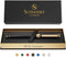 Scriveiner Black Lacquer Rollerball Pen, Luxury Pen with 24K Gold Finish, Schmidt Ink Refill, Best Gift Set for Men