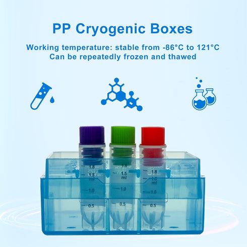 2in 25 Well PP Cryogenic Boxes, Microtube Storage Box, Tube Laboratory Storage Freezer Boxes, 5 Pcs
