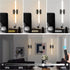 1Pack, Dimmable 22 Inch 3000K-6000K Battery Operated Wall Sconce Black Rechargeable Wall Lights with Remote Control