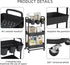 JIUYOTREE 3-Tier Plastic Rolling Storage Cart, Utility Cart with Extra Hanging Cups and Lockable Wheels for Kitchen and