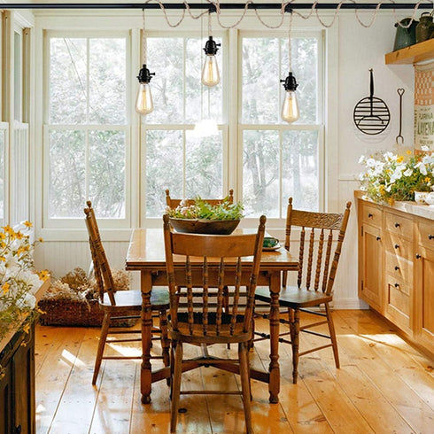 Yilliaw 27FT 3 Light Plug in Pendant Lights with Switch & Hemp Rope - Industrial Hanging Light Kit with E26 Socket