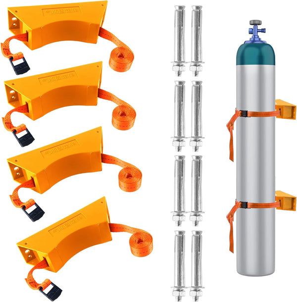 4PCS Propane Tank Holder, High Quality ABS Gas Cylinder Mount with Screws and Safety Chain, Pack of 4