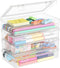 Lifewit Large Capacity Plastic Pencil Box with Snap-tight Lid, Stackable Craft Organizer for Art Supplies, 4 Pack