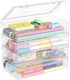 Lifewit Large Capacity Plastic Pencil Box with Snap-tight Lid, Stackable Craft Organizer for Art Supplies, 4 Pack