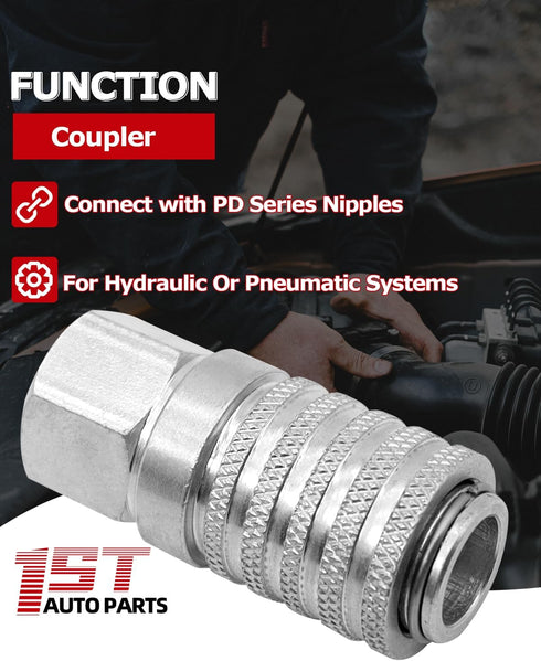 1ST PD242 1/8" 1/4"-18 2.12" Series PD Steel Test Port and Diagnostic Equipment Quick Coupler With Female Pipe Thread