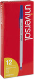 Universal UNV27421 Fine Stick Ballpoint Pen - 0.7 mm - Blue Ink - Gray/Blue Barrel - 1 Dozen