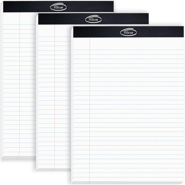 Legal Notepads 8.5 x 11, Pack of 3 - Perforated Wide Ruled Writing Pad, 50 Sheets Per Notebook