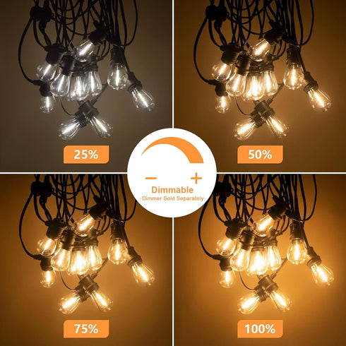 48FT 16 Bulbs SUNTHIN Outdoor String Lights, Patio Lights with LED Shatterproof for Outside, Backyard, Deck, Porch
