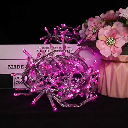 100 8 8 Pink Christmas String Lights - LED Pink String Lights Plug in for Tree, Bedroom, Wedding, Indoor/Outdoor