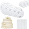 QPEY Cake Sticks Support Rods with 4PCS White Plastic Cake Separator Plates, 32 PCS Rods for Multi-Tiered Cake