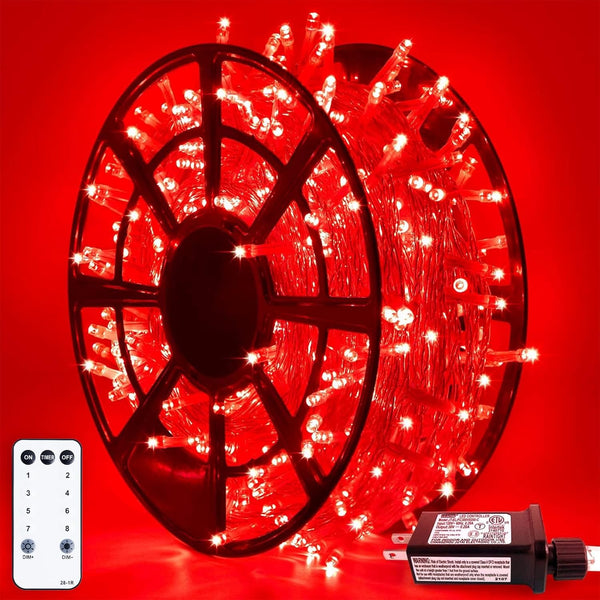 JMEXSUSS 500 LED Red Valentine Lights Indoor Outdoor, 163 FT Clear Wire