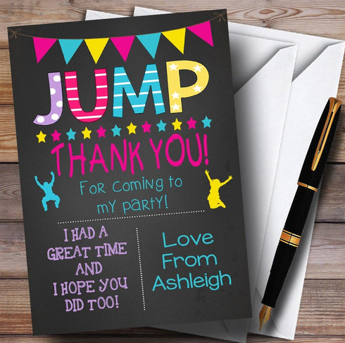 The Card Zoo Chalk Girls Jump Trampoline Party Thank You Cards