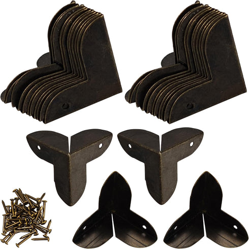 bociloy 24PCS Metal Box Corner Protectors, 0.87" x 0.87" Antique Bronze Triangle Edge