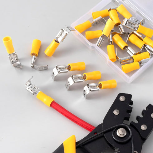 ANCIRS 20pcs Semi-Insulated Piggyback Spade Connectors, Quick Disconnect Piggyback Spade Assortment Kit, Female/Male