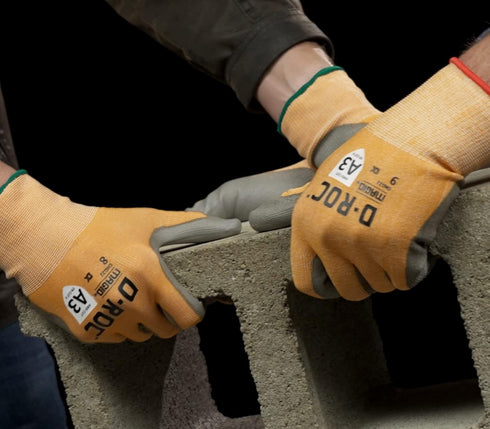 MAGID D-ROC 18-Gauge Cut-Resistant Gloves, Hi-Vis Orange, Size 9/L, 1 Pair, ANSI Level A3, DXG22
