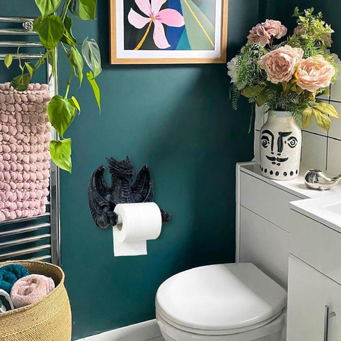 Funny Toilet Paper Roll Holder - Black Dragon Wall Mounted Paper Towel Roll Holder for Bathroom Kitchen Home Decor