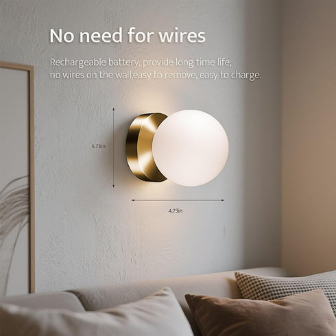 JDCQKHA Dimmable 5200mAh Battery Operated Wall Sconce, Wireless Gold Wall Lamp with Rechargeable Battery, Portables