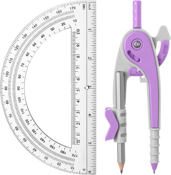 EBOOT Student Geometry Math Set, Drawing Compass and 6 Inch Clear Swing Arm