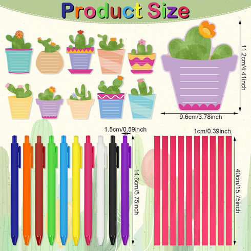 Cactus Sticky Notes with Cactus Pen, Cute Cactus Notepads Set, Fun Cactus Gifts, Self Adhesive