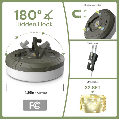4 1 32.8FT 8 L LOHAS LED Upgraded Camping String Lights, in Quick Recovery Waterproof Camping Lights, with Lighting