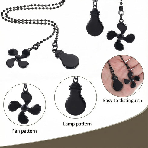 Ymapinc 2pcs 13inch Bulb Ceiling Fan Pull Chain Ornaments, Black Fan Pulls Decorative Chain for Ceiling Light, Extender