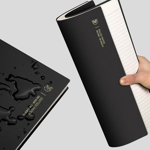 EMSHOI A4 Spiral Notebook, 11.2" X 8.27", 300 Pages, 100gsm Thick Paper, Black for School Work Writing