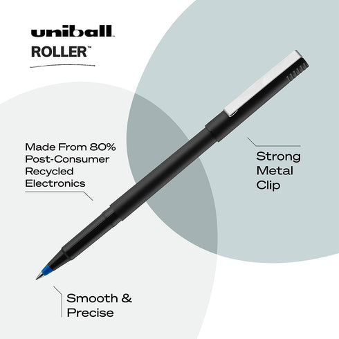 Uniball Roller 72 Pack in Blue, 0.5mm Micro Rollerball Pens, Colorful Office Supplies, Smooth Writing Pens