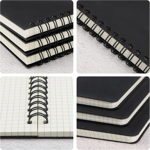 EUSOAR Graph Paper Spiral Notebook, A5 3Pack, 5.5"x8.3", 120 Pages, Wirebound Journal for Math and Science Students