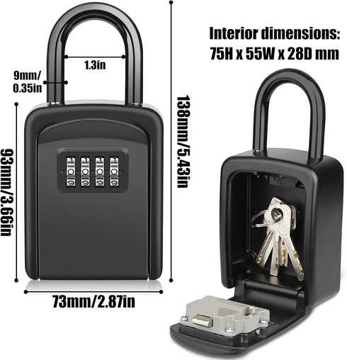 Lock Box, Diyife Key Lock Box for 5 Keys, Portable 4-Digit Combination Waterproof Key Safe for Home Garage Office (2
