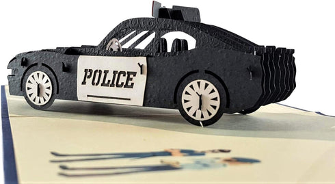 iGifts And Cards Police Car 3D Pop-Up Greeting Card, 6" x 6", Thoughtful Gift for Cops, First Responders