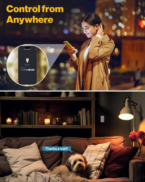Dimmer 120V, Sunco Smart Switch, Double Rocker Wall Light Switch, WiFi Compatible with Tuya, Smart Life, Sunco Lighting