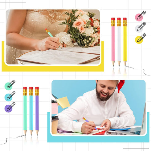 Zonon 48 Pieces Mini Golf Pencils with Eraser for Kids, Short Pencils for Wedding, Bridal Shower, School, Office (Pink,