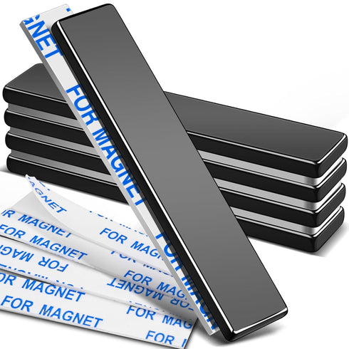 MIKEDE Neodymium Magnets, 5 Pack Black Super Strong Waterproof Heavy Duty Magnets with Adhesive Backing - 60x10x3 mm