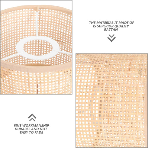 Cozy Yardwe Rattan Woven Lampshade Rattan Lamp Cover for Table Floor Lamps Elegant Boho Decor Home Lighting Accessory