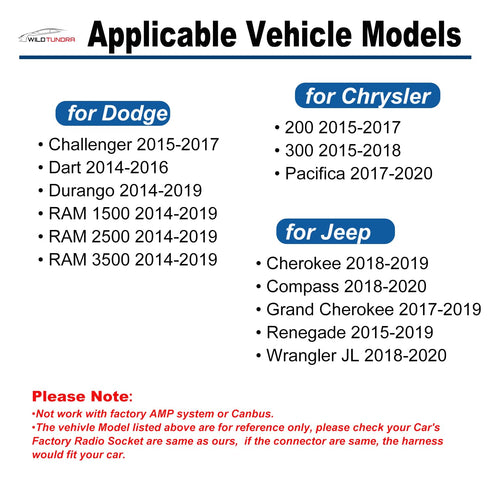 16Pin 2015-2018 2014-2019 2018-2019, 16Pin ISO Aftermarket Radio Harness Adapter Compatible with Chrysler Dodge Jeep