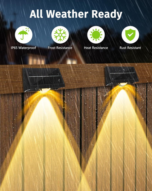 7 8 Pack Solar Fence Lights Outdoor Waterproof High Brightness LED Spot Lens Deck Lights Mode Warm & Cool White RGB