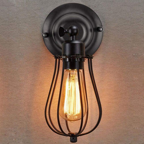 Mengjay E26 Indoor Wall Light Edison Lamp Vintage Industrial Cage Wall Lamp Ceiling Lighting for Kitchen, Living Room