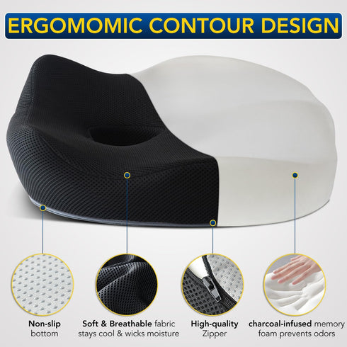 Seat Cushion for Desk Chair, Memory Foam Cushion for Hip Tailbone Pain Relief, Ergonomic Patented Office Chair Cushion
