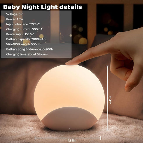Dimming Lamp,7 Dimmable Light,30 IYT Night Light for Baby,Kids Egg Light Stepless Touch Night Colors Eye Friendly