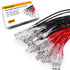 30Pcs Female Spade Crimp Terminals, 2.8mm/4.8mm/6.3mm, Red/Black 18AWG Wires for Automotive and Electrical Use