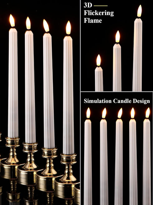 36 Party(White,0.8x11 Inches,Roman Treela Pieces Flameless Taper Candles Flickering Faux LED Battery Operated Electric