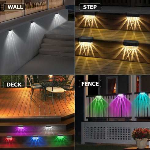 Outdoor,12 Pack Lights,8 Solar Fence Lights Solar Deck Fixed Colors Color Changing Modern Solar Powered,Waterproof LED