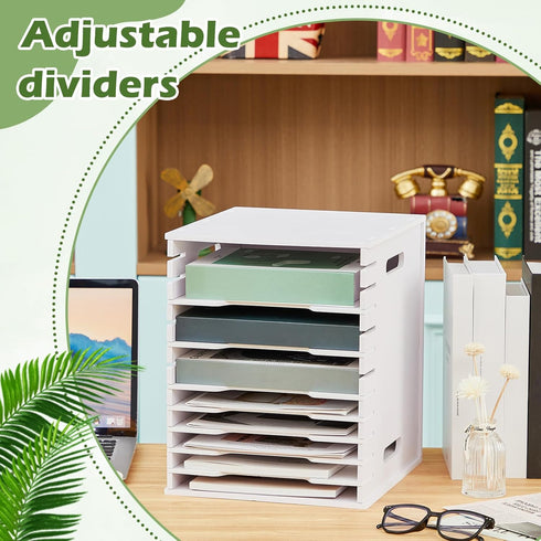 Juexica 12 Tier Scrapbook Paper Organizer for 8.5" x 11" White Cardstock, Stackable Desktop Storage Rack