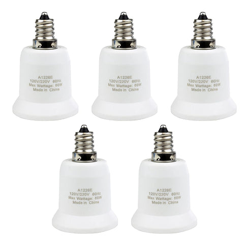 5-Pack Newhouse Lighting E12 to E26 Light Bulb Socket Adapter, Candelabra E12